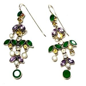 Nikki Butler Green and Purple Gemstone Earrings